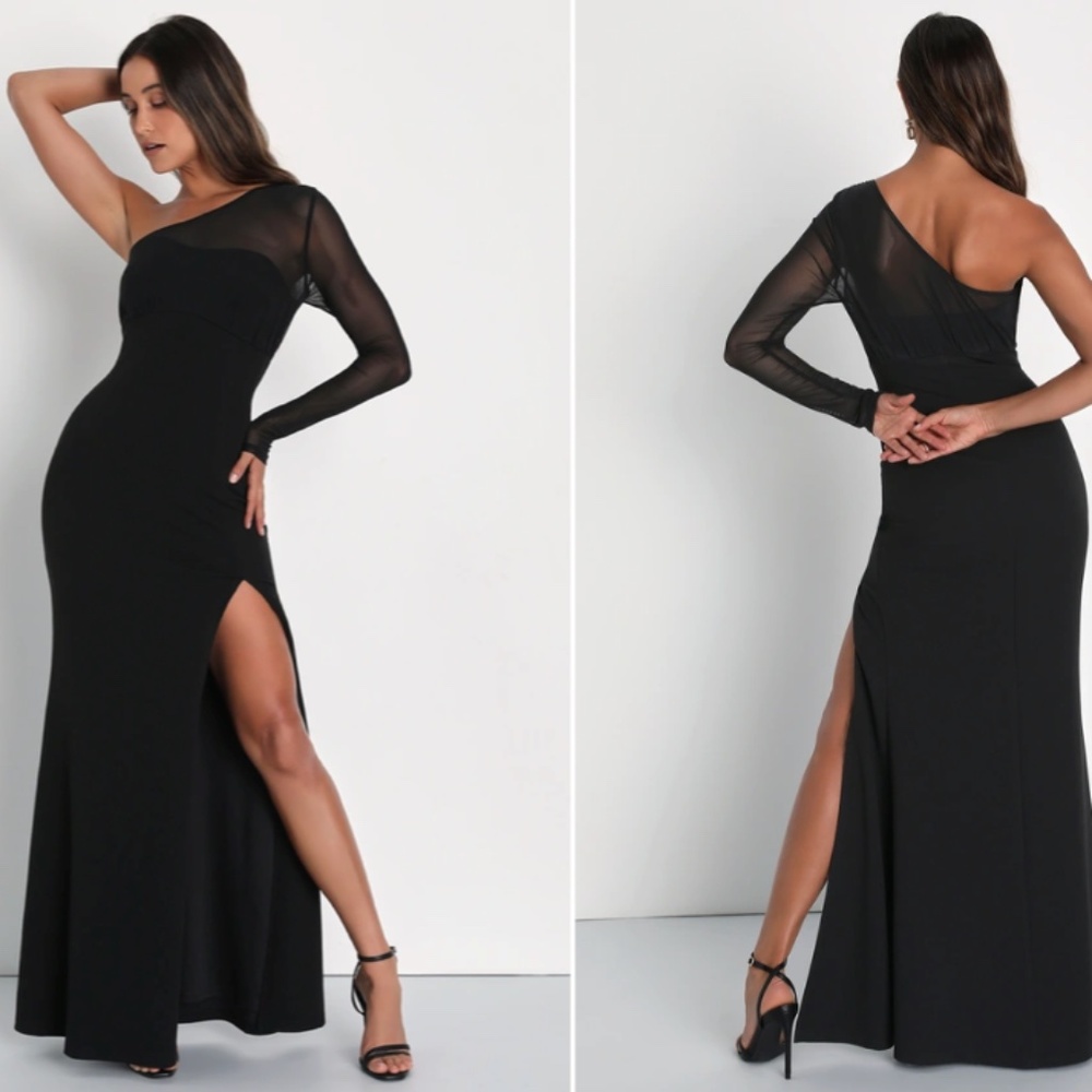 LULU's Prom Wedding Sexy Chic Modern Minimalistic Chic One Shoulder Maxi Dress